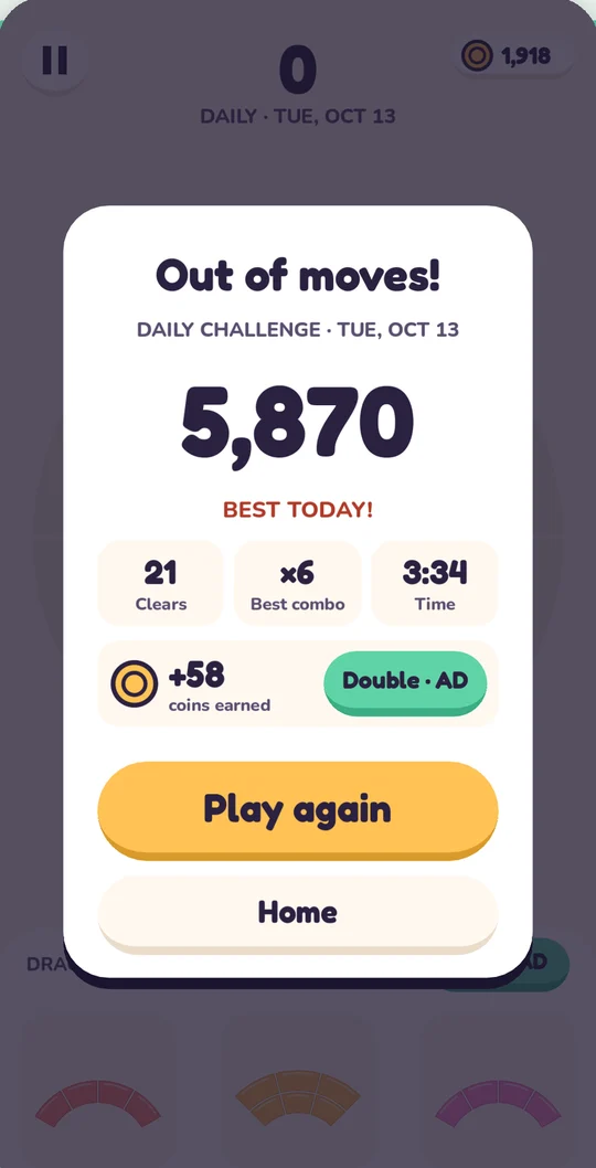Daily Challenge results